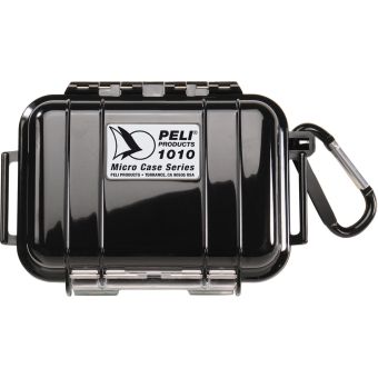 Ein geschlossenes Peli 1010 Micro Case in Schwarz - Draufsicht