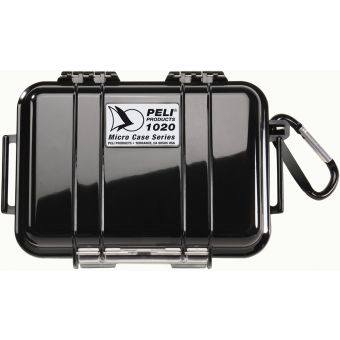 Ein geschlossenes Peli 1020 Micro Case in Schwarz – Draufsicht