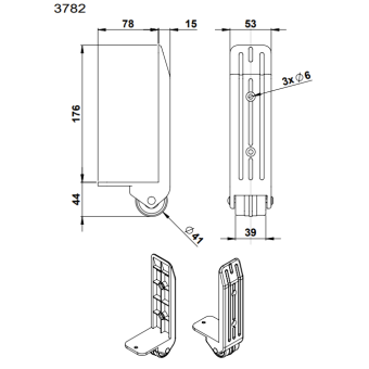 Adam Hall Hardware 3782 - Edge Castor 40 mm in Nylon Housing