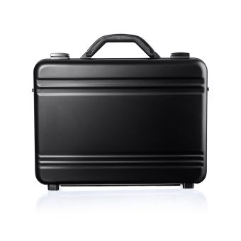 Schwarzer Aluminiumkoffer 4A14 - mit Deckeleinsatz & Trennwand-Set