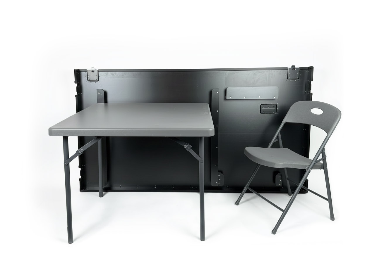 Furniture unfolded - chairs and table in use